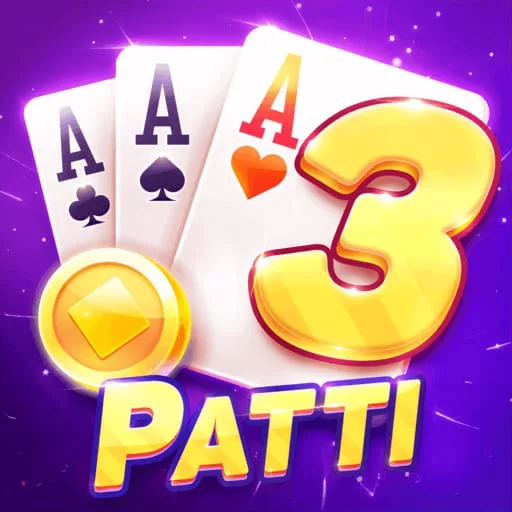 3 Patti app icon: three aces and a gold coin on a purple background